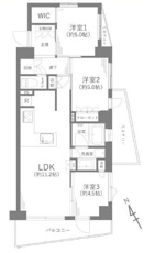 全室に収納が設けられているため整理整頓がしやすい間取りです。LDKは約11.2帖の広さがあり使い勝手が良い空間です。洋室1にはウォークインクローゼットが設置され収納力が高いです。