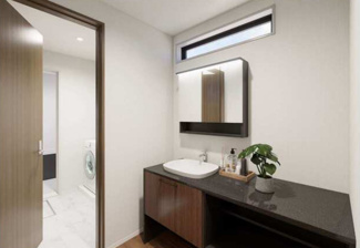 独立したランドリールームに繋がるパウダールーム。広い天板が嬉しいですね♪
※CG完成イメージです。