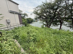 敷地内からは川が望める開放的な眺望が広がっています。緑豊かな自然に囲まれており四季折々の風景を楽しめます。隣接した住宅との距離が確保されているのでプライベート感があります。