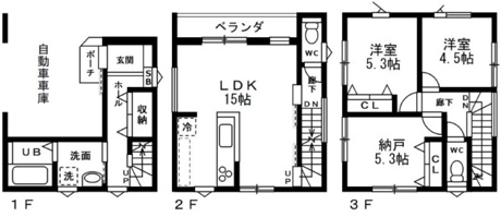 家族の時間が豊かになる2階ワンフロアの広々LDK。プライバシーが保たれた居住設計。