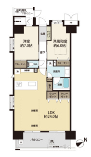 2LDK、価格4,980万円、専有面積76.70㎡、バルコニー面積15.50㎡ 人気のワイドリビングは南東向きかつ、三方角部屋のため陽当たり良好です。