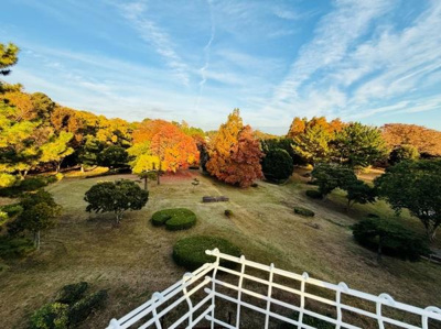 広々とした公園のような景観が広がり四季折々の自然をお楽しみいただけます。開放感を感じられる眺望が魅力です。青空と緑のコントラストが美しく目の前に広がる景色に癒されます。