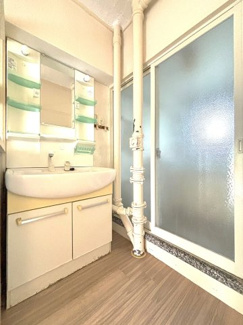 鏡の周りには小物等の収納スペースがございますので、整髪料や歯ブラシなど細々とした洗面用具もすっきり片付きます。
清潔感あふれる明るい空間で、朝の身支度もスムーズに♪