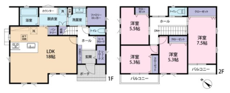 家族が同時に使えて便利な独立洗面室と脱衣室のセパレート設計。キッチン横にはパントリーを完備。