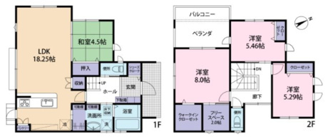 2階の主寝室は8帖の広さに加え憧れのウォークインクローゼットと2帖のフリースペースを完備しています。